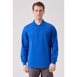 Galanthus Polo Sweat Erkek Uzun Kollu Pamuklu Sweatshirt Iş ve Günlük Kullanım Için - Saks Mavi - XL