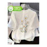 GALASHOP Kadınlar İçin %100 Gelincik Çiçeği Baskılı Tişört