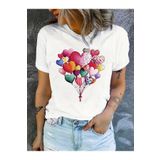 GALASHOP Renkli Kalp Balon Baskılı Kadın T-shirt