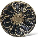 Galata Bronz Yuvarlak Motifli Kapı Zili, Parlak Sarı/siyah