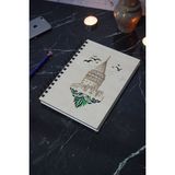 Galata Kulesi Konsept Ahşap Defter - Ajanda - Günlük - Çizgisiz Defter-A5 Notebook-Hatıra Defteri