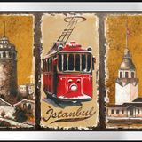 Galata Kulesi Tramvay Kız Kulesi Motifli Kanvas Tablo DBSANAT12774