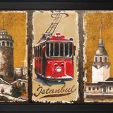 Galata Kulesi Tramvay Kız Kulesi Motifli Kanvas Tablo DBSANAT1277513