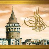 Galata Kulesi ve Tuğra Motifli Kanvas Tablo DBSANAT12817