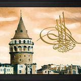 Galata Kulesi ve Tuğra Motifli Kanvas Tablo DBSANAT1282013