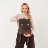 GALATA LEATHER | EL YAPIMI UNISEX DERİ SIRT ÇANTASI - ZAGREB - KAHVERENGİ