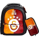 Galatasaray 3 Bölmeli 5 Yıldızlı Tek Büyük Suni Deri Okul Çantası + Kalemlik