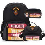 Galatasaray 4 Bölmeli 5 Yıldızlı Gerçekleri Tarih Yazar Suni Deri Yüzey Okul Çantası + Beslenme Çantası + Kalemlik