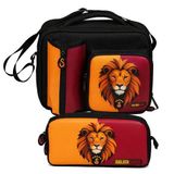 Galatasaray Aslan Baskılı Siyah - Kırmızı - Sarı Erkek Çocuk Okul Beslenme Çantası ve Kalemlik Seti - SETGS26564