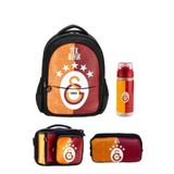 Galatasaray Beş Yıldız Lisanslı Çok Bölmeli Fermuarlı Okul Sırt Çantası Set Çanta Kalemlik Beslenme ve Suluk