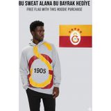Galatasaray Büyük Logolu Gri Sweatshirt Bayrak Hediyeli