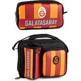 Galatasaray Erkek Çocuk Çizgi Baskılı Suni Deri Beslenme Çantası ve Kalemlik Seti (Ikili Set) - SETME25558 - Siyah - Sarı
