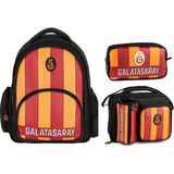 Galatasaray Erkek Çocuk Çizgi Baskılı Suni Deri Üçlü Okul Çantası Seti - SETME25556A - Siyah - Sarı