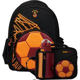Galatasaray Erkek Çocuk Ilkokul Çantası ve Beslenme Çantası Seti (Fotbol Topu Şekilli) Sarı - Kırmızı - SETGS26912B - Siyah - Sarı