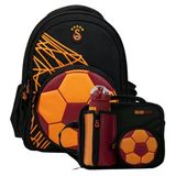 Galatasaray Erkek Çocuk İlkokul Çantası ve Beslenme Çantası Seti (Fotbol Topu Şekilli) Sarı - Kırmızı - SETGS26912B