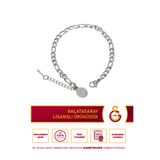Galatasaray GS Logolu Ezme Desenli Ayarlanabilir 19 cm Çelik Bileklik Gri Lisanslı Taraftar Aksesuarı