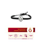 Galatasaray GS Makrome Siyah Ayarlanabilir Çelik Oval Logolu El Yapımı Bileklik