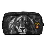 Galatasaray İki Gözlü Erkek Çocuk Aslan Baskılı Gri - Siyah Okul Kalem Çantası/Kalemlik - 26512