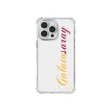Galatasaray Iphone 16 Pro Max Uyumlu El Yazı Sarı Kırmızı Telefon Kılıfı Şeffaf