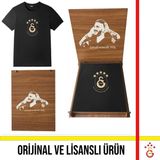 Galatasaray Lisanslı 2025 Logolu Şampiyonluk Siyah T-Shirt Hediye Icardi Ahşap Kutulu
