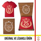 Galatasaray Lisanslı 2025 Şampiyonluk Kırmızı Özel Yetişkin T-Shirt Şampiyonluk Özel Ahşap Kutulu