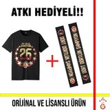 Galatasaray Lisanslı 2026 Şampiyonluğu Siyah T-Shirt ve 26 Şampiyonluk Atkı