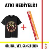 Galatasaray Lisanslı 2026 Şampiyonluğu Siyah T-Shirt ve El Yazılı Atkı