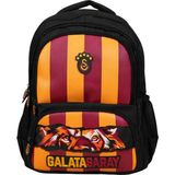 Galatasaray Lisanslı 4 Bölmeli Okul Çantası - Parçalı Desenli Su Itici Kumaşlı Sırt Çantası - Siyah