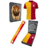 Galatasaray Lisanslı 5 Yıldızlı Sarı Kırmızı Erkek T-Shirt + Şal Kaşkol Set Hediyelik Ahşap Kutulu