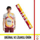 Galatasaray Lisanslı Büyük Logolu Gri T-Shirt ve 1905 Yazılı Atkı - XS