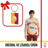 Galatasaray Lisanslı Büyük Logolu Gri T-Shirt ve Sarı Kırmızı Logolu Anahtarlık - XS