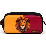 Galatasaray Lisanslı Çift Bölmeli Aslan Desenli Kalemlik - Rubber Logolu Su Itici Kumaşlı Kalem Kutusu - Siyah