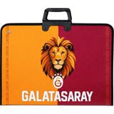 Galatasaray Lisanslı Parçalı Aslan Baskılı Proje Çantası - Askılı Fermuarlı Resim Çantası 35X50 cm - Sarı - Kırmızı