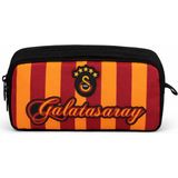 Galatasaray Lisanslı Parçalı Kalem Çantası - 2 Bölmeli Su Itici Kumaş Taraftar Kalemliği - Sarı - Kırmızı