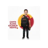 Galatasaray Lisanslı Siyah Okul Çantası Yanında Aslan Logolu Kalemlik Hediyeli