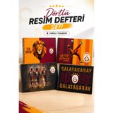 Galatasaray Lisanslı Spiralli Resim Defteri Seti - 4lü Farklı Tasarım 15 Yaprak 17x24 Okul Boy