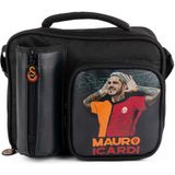 Galatasaray Mauro Icardi Suni Deri 2 Bölmeli Beslenme Çantası Siyah Fermuarlı Matara Bölmesi ( 25592)