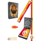 Galatasaray Orijinal Çift Yön Baskılı Şal Kaşkol Ve Bileklik Set Atkı Aslan Baskılı Ahşap Kutulu