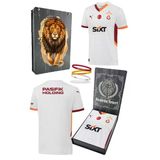 Galatasaray Orijinal Lisanslı 2024/25 5 Yıldızlı Beyaz Deplasman Forma Spor Bileklik Set Hediyelik Ahşap Kutulu