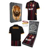 Galatasaray Orijinal Lisanslı 2024/25 Alternatif Siyah Forma Spor Bileklik Set Hediyelik Ahşap Kutu