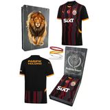 Galatasaray Orijinal Lisanslı 2024/25 Alternatif Siyah Forma Spor Bileklik Set Hediyelik Ahşap Kutulu