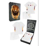 Galatasaray Orijinal Lisanslı 24-25 Beyaz 5 Yıldızlı Uv Aslan Baskılı Çocuk Forma Set Hediyelik Ahşap Kutu