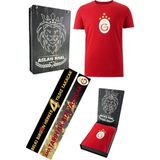 Galatasaray Orijinal Lisanslı 5 Yıldızlı Arma Kırmızı T-Shirt Lazer Ahşap Kutulu - 023-Kırmızı