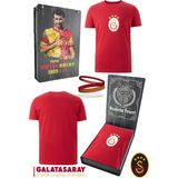 Galatasaray Orijinal Lisanslı Arma T-Shirt + Bileklik Set Hediyelik Ahşap Kutulu - Kırmızı - XL