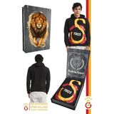 Galatasaray Orijinal Lisanslı Büyük Logo Kapüşonlu Erkek Sweat Aslan Baskılı Hediyelik Ahşap Kutulu