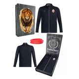Galatasaray Orijinal Lisanslı Fermuarlı Dik Yaka Siyah Antrenman Sweat + Bileklik Set Ahşap Kutulu