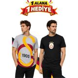 Galatasaray Orijinal Lisanslı Gri T-Shirt, Hediyeli Siyah T-Shirt - XL - Gri-Siyah