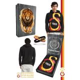 Galatasaray Orijinal Lisanslı Kapüşonlu Logo Erkek Sweat Gs Bileklik Set Ahşap Kutulu
