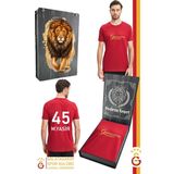 Galatasaray Orijinal Lisanslı Kırmızı Erkek Kişiye Özel T-Shirt Hediyelik Ahşap Kutul