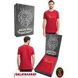 Galatasaray Orijinal Lisanslı Kırmızı Erkek T-Shirt Hediyelik Ahşap Kutulu - Kırmızı - Kırmızı - 2XL
